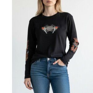 Harley Davidson Long Sleeve Double Sided Biker Motorcycle Shirt Top Women's 2XL